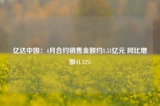 亿达中国：4月合约销售金额约1.51亿元 同比增加41.12%