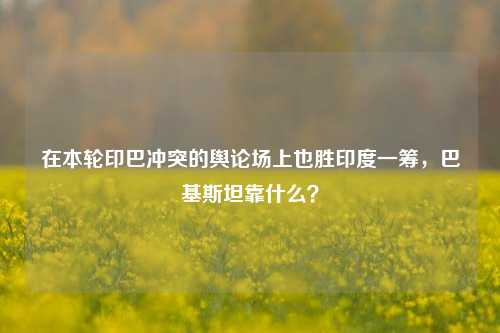 在本轮印巴冲突的舆论场上也胜印度一筹，巴基斯坦靠什么？  第1张