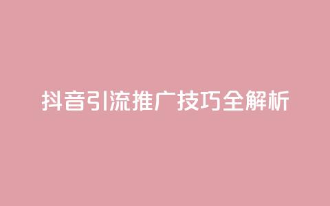 抖音引流推广技巧全解析  第1张