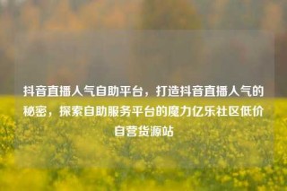 抖音直播人气自助平台，打造抖音直播人气的秘密，探索自助服务平台的魔力亿乐社区低价自营货源站