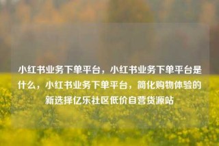 小红书业务下单平台，小红书业务下单平台是什么，小红书业务下单平台，简化购物体验的新选择亿乐社区低价自营货源站