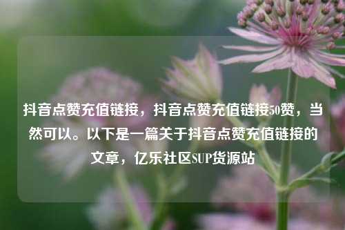 抖音点赞充值链接，抖音点赞充值链接50赞，当然可以。以下是一篇关于抖音点赞充值链接的文章，亿乐社区SUP货源站  第1张