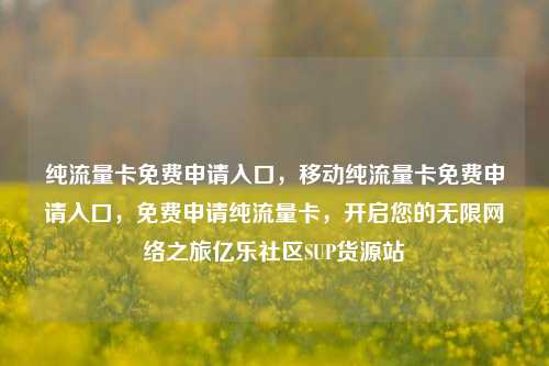纯流量卡免费申请入口，移动纯流量卡免费申请入口	，免费申请纯流量卡，开启您的无限网络之旅亿乐社区SUP货源站  第1张