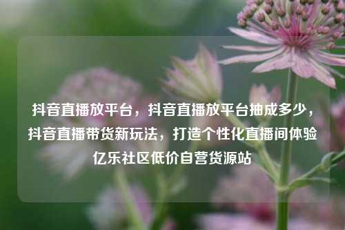 抖音直播放平台，抖音直播放平台抽成多少，抖音直播带货新玩法	，打造个性化直播间体验亿乐社区低价自营货源站  第1张