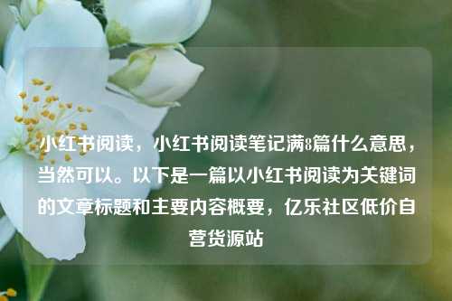 小红书阅读，小红书阅读笔记满8篇什么意思	，当然可以。以下是一篇以小红书阅读为关键词的文章标题和主要内容概要，亿乐社区低价自营货源站  第1张