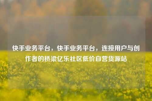 快手业务平台，快手业务平台	，连接用户与创作者的桥梁亿乐社区低价自营货源站  第1张