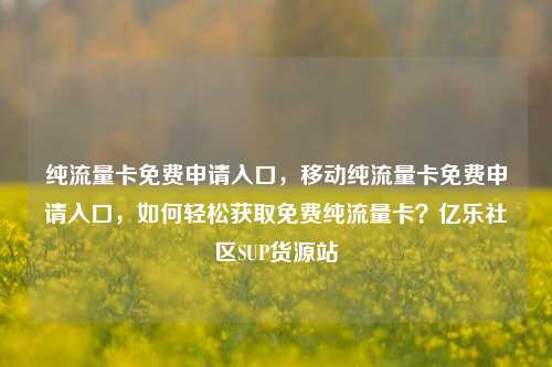 纯流量卡免费申请入口，移动纯流量卡免费申请入口，如何轻松获取免费纯流量卡？亿乐社区SUP货源站  第1张
