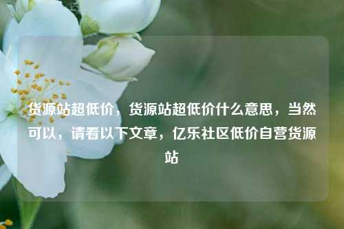 货源站超低价，货源站超低价什么意思，当然可以	，请看以下文章，亿乐社区低价自营货源站  第1张