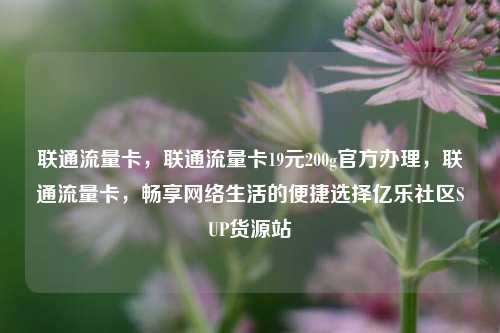 联通流量卡，联通流量卡19元200g官方办理，联通流量卡	，畅享网络生活的便捷选择亿乐社区SUP货源站  第1张