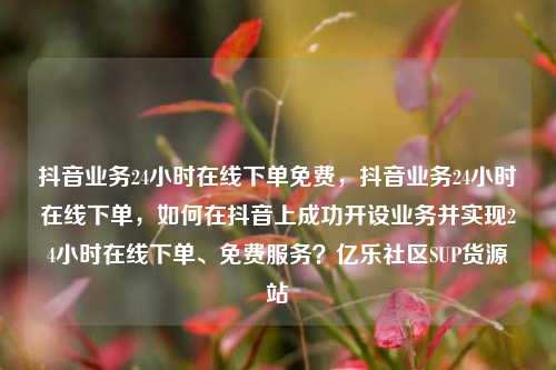 抖音业务24小时在线下单免费，抖音业务24小时在线下单	，如何在抖音上成功开设业务并实现24小时在线下单、免费服务？亿乐社区SUP货源站  第1张