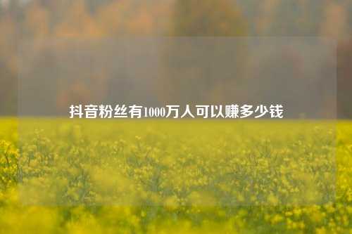 抖音粉丝有1000万人可以赚多少钱  第1张