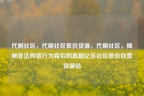 代刷社区，代刷社区低价货源	，代刷社区，揭秘非法网络行为背后的真相亿乐社区低价自营货源站  第1张