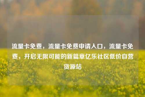流量卡免费	，流量卡免费申请入口，流量卡免费，开启无限可能的新篇章亿乐社区低价自营货源站  第1张
